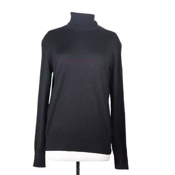 Calvin Klein Women Small Black Turtleneck Sweater Long Sleeve Wool Knit Top NWT - Picture 1 of 8
